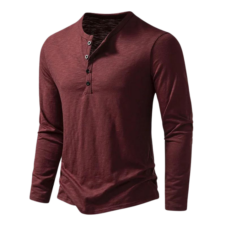 Galdric | Homme Chemise Manches Longues Henley - Black - Image 6