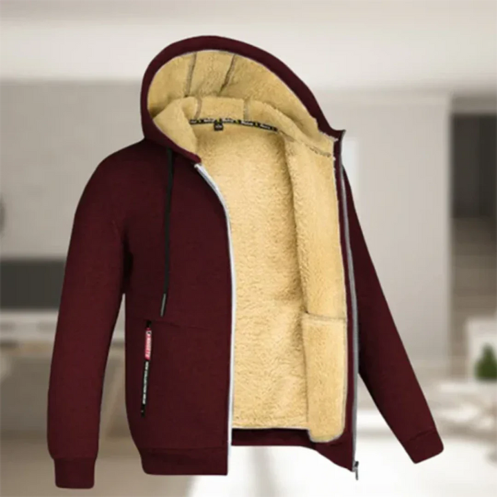 Galdric | Homme Manteau Zippé Capuche Doublé Sherpa - Dark Grey - Image 5