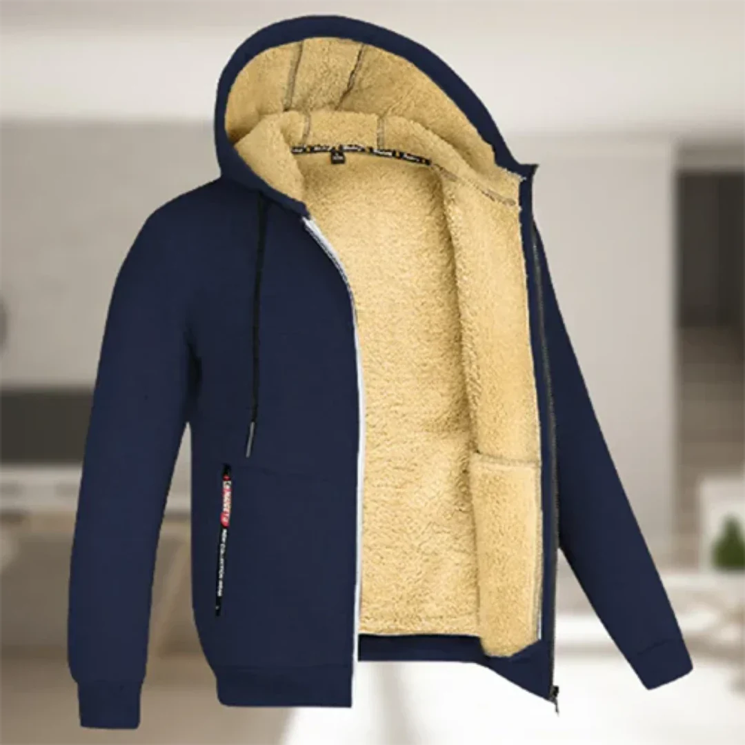 Galdric | Homme Manteau Zippé Capuche Doublé Sherpa - Dark Grey - Image 8