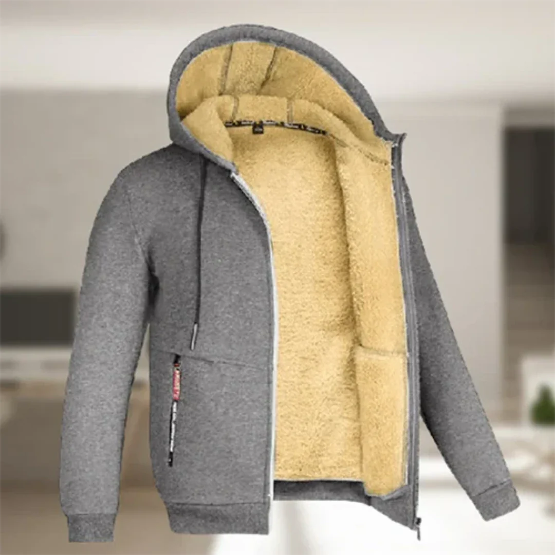 Galdric | Homme Manteau Zippé Capuche Doublé Sherpa - Dark Grey - Image 9