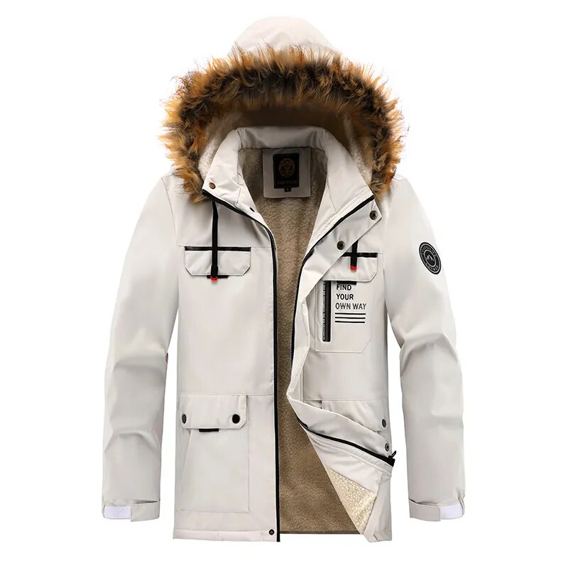 Galdric | Homme Parka Hiver Capuche Fourrure Doublée - White - Image 1