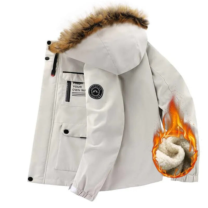 Galdric | Homme Parka Hiver Capuche Fourrure Doublée - White - Image 2