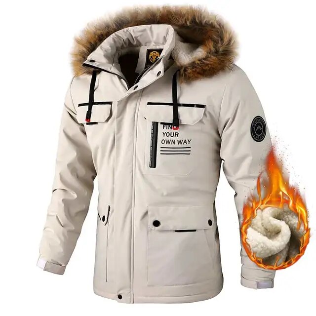 Galdric | Homme Parka Hiver Capuche Fourrure Doublée - White - Image 23