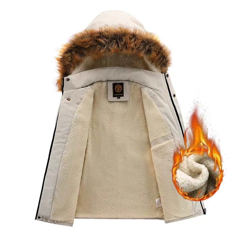 Galdric | Homme Parka Hiver Capuche Fourrure Doublée - White - Image 4