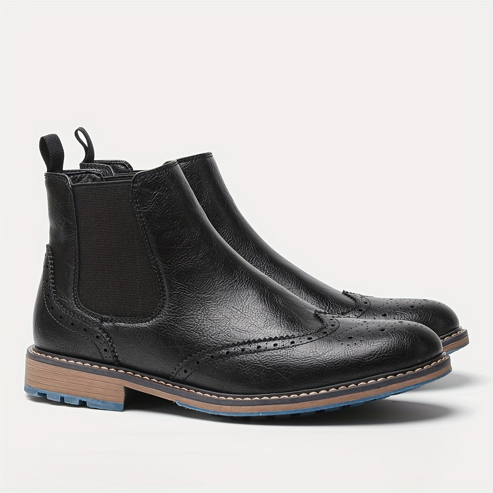Galdrien | Homme Chelsea Boots Broguing Cuir - Black - Image 1