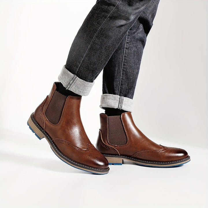 Galdrien | Homme Chelsea Boots Broguing Cuir - Black - Image 11