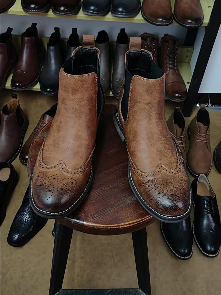 Galdrien | Homme Chelsea Boots Broguing Cuir - Black - Image 14