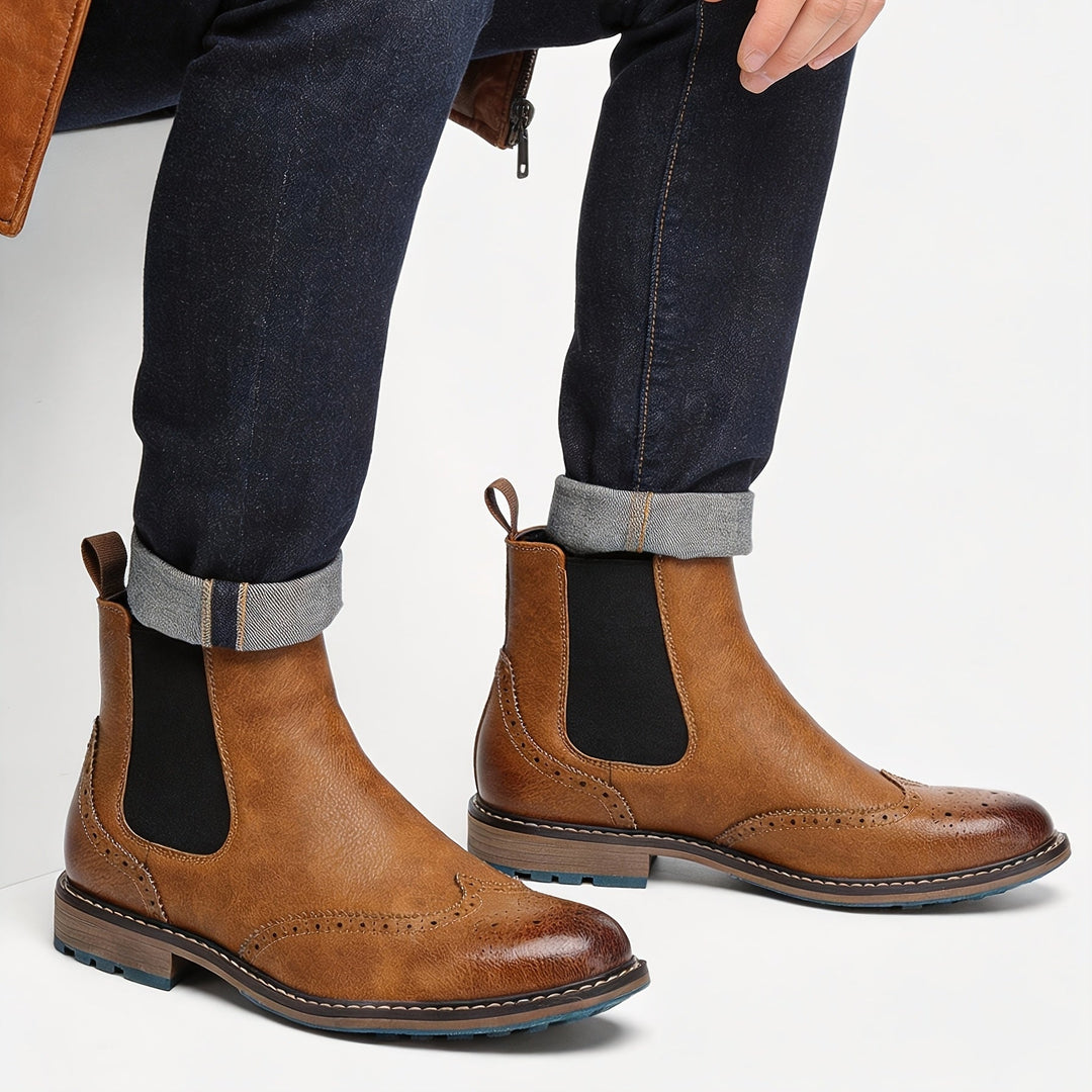 Galdrien | Homme Chelsea Boots Broguing Cuir - Black - Image 4
