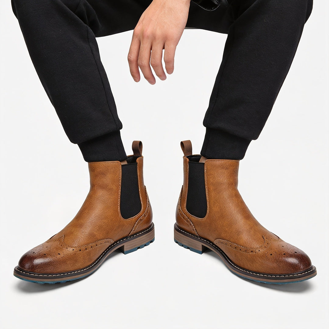 Galdrien | Homme Chelsea Boots Broguing Cuir - Black - Image 6
