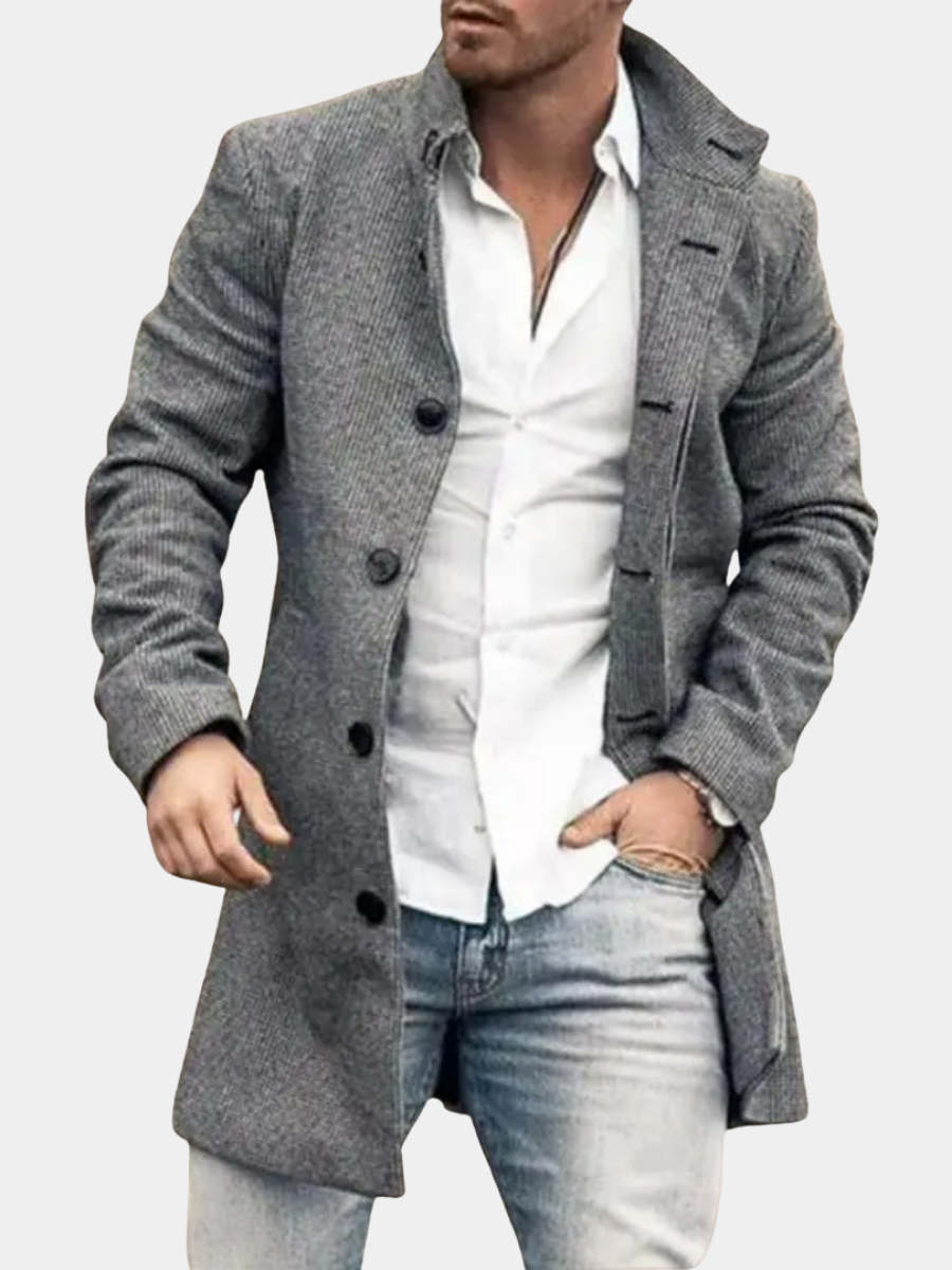 Galthorn | Homme Manteau Col Revers Boutonné - Grey - Image 1