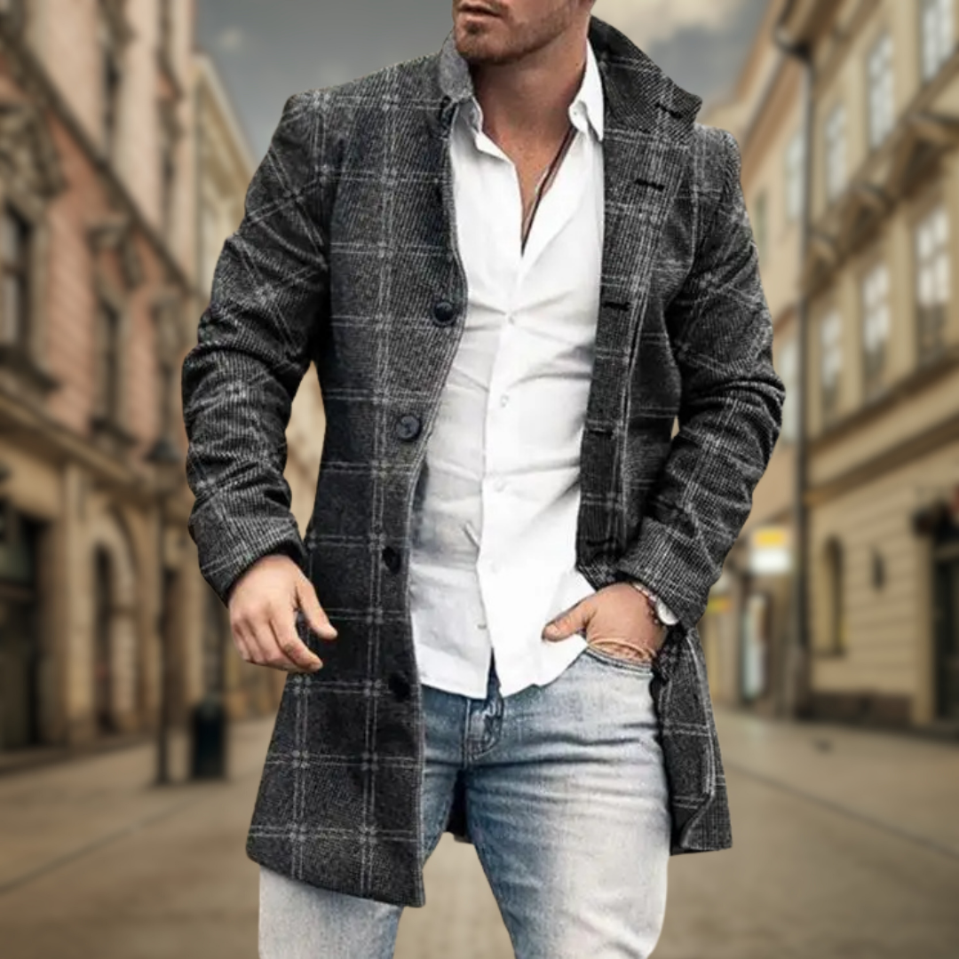 Galthorn | Homme Manteau Col Revers Boutonné - Grey - Image 3