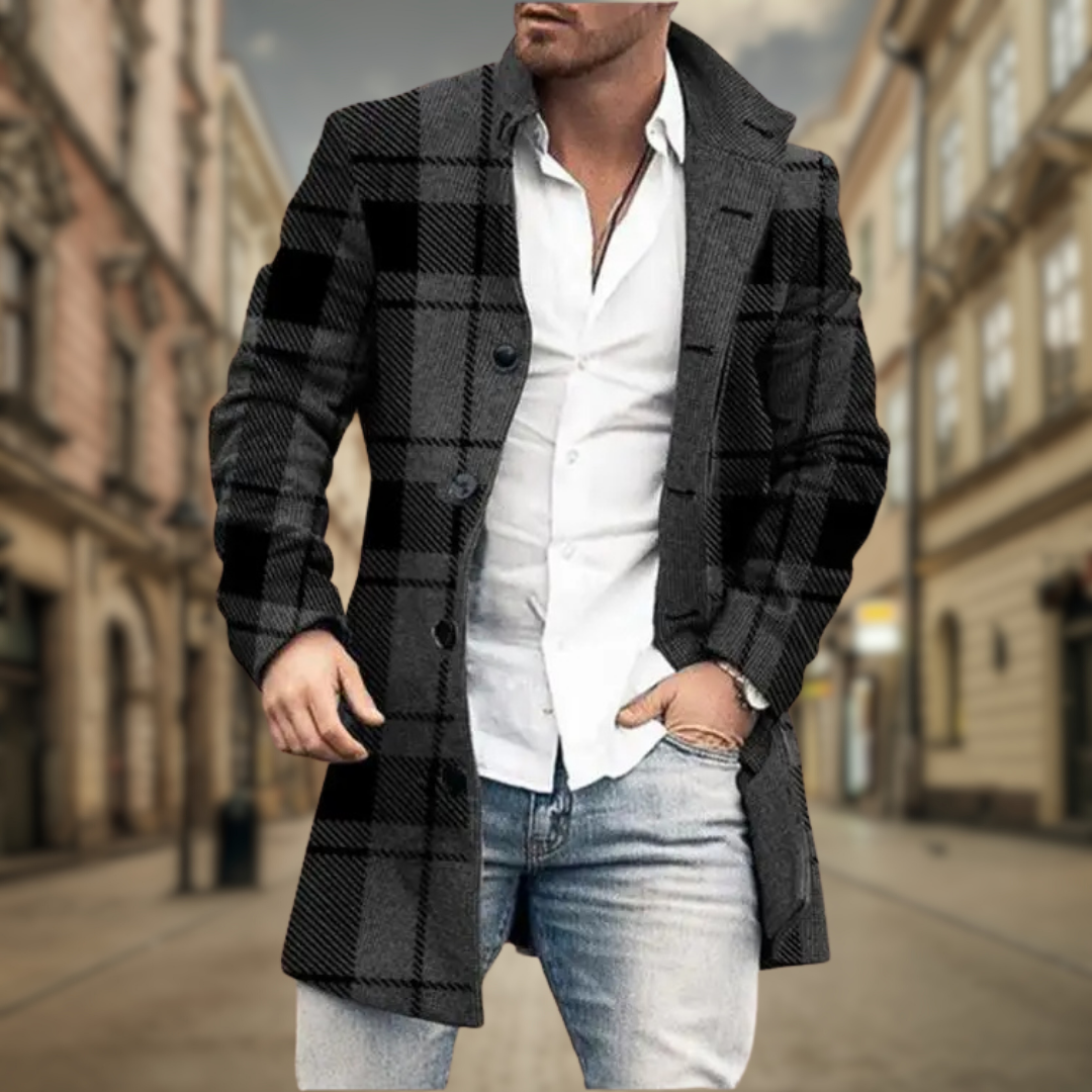 Galthorn | Homme Manteau Col Revers Boutonné - Grey - Image 4