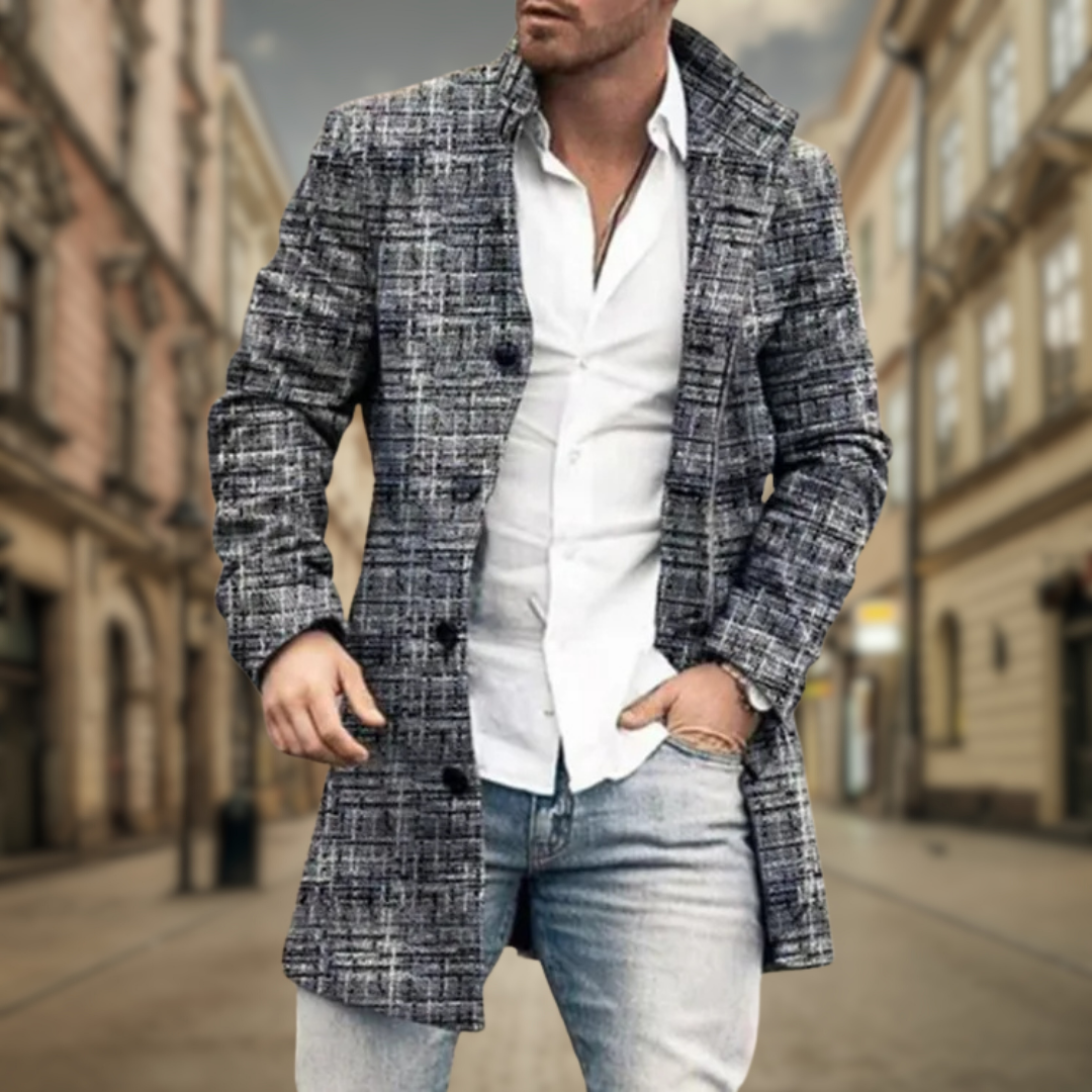 Galthorn | Homme Manteau Col Revers Boutonné - Grey - Image 5