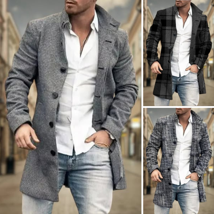 Galthorn | Homme Manteau Col Revers Boutonné - Grey - Image 7