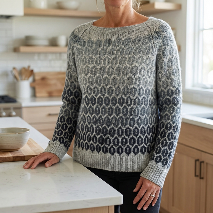 Galvène | Femme Pull Nordique Jacquard Dégradé - Grey - Image 4