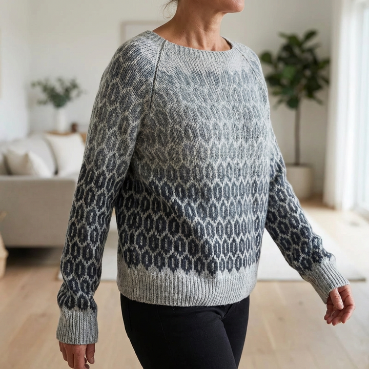 Galvène | Femme Pull Nordique Jacquard Dégradé - Grey - Image 5
