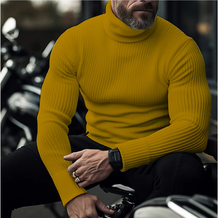 Galvorn | Homme Pull Col Roulé Côtelé Ajusté - Navy - Image 5