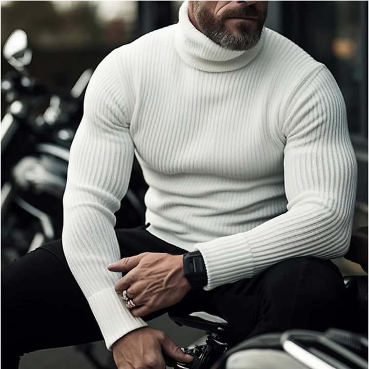 Galvorn | Homme Pull Col Roulé Côtelé Ajusté - Navy - Image 7