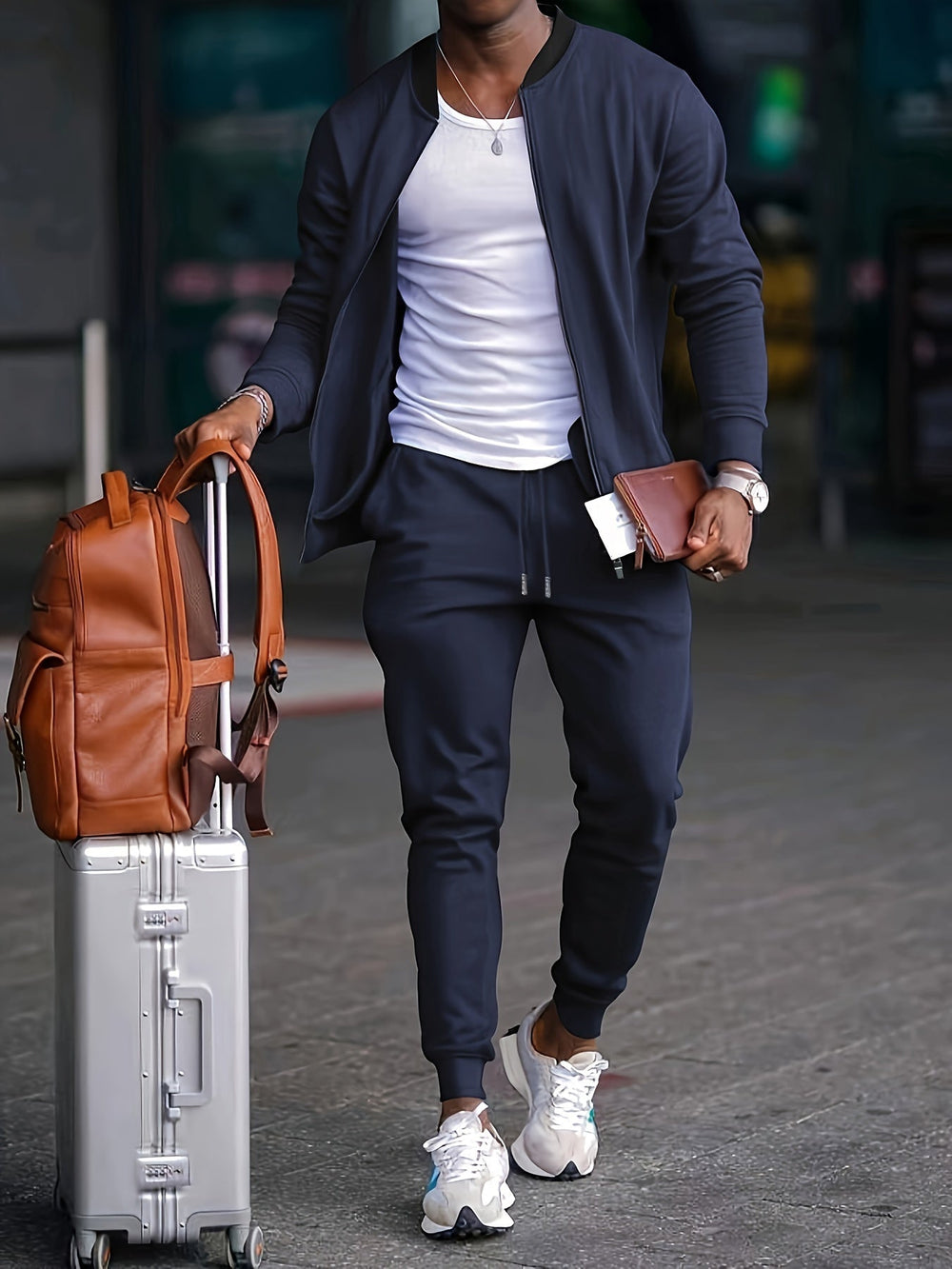 Gareth | Men's Full Zip Tracksuit Set - Black - Image 2