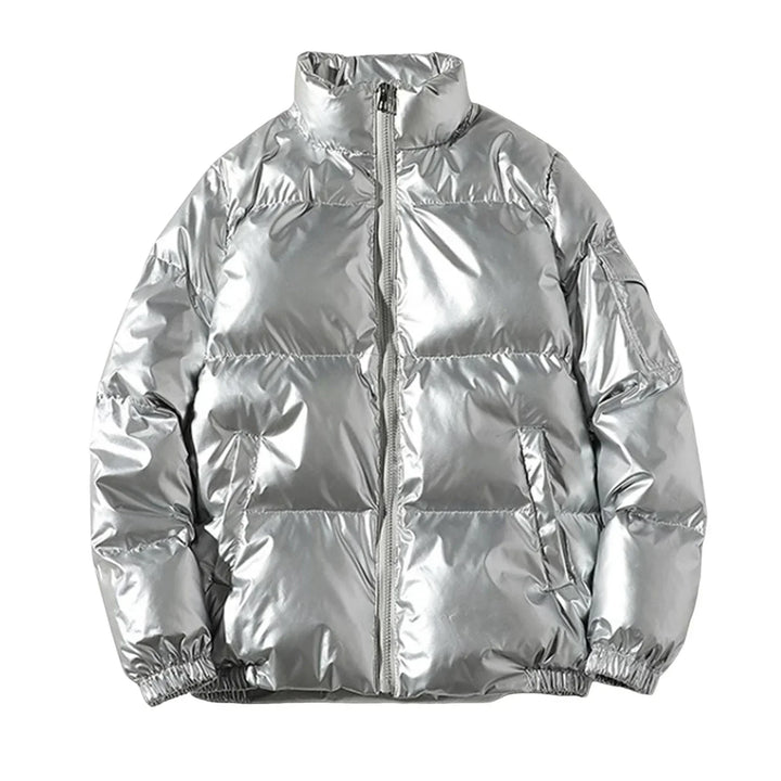 Garvec | Homme Doudoune Brillante Col Montant - Silver - Image 1