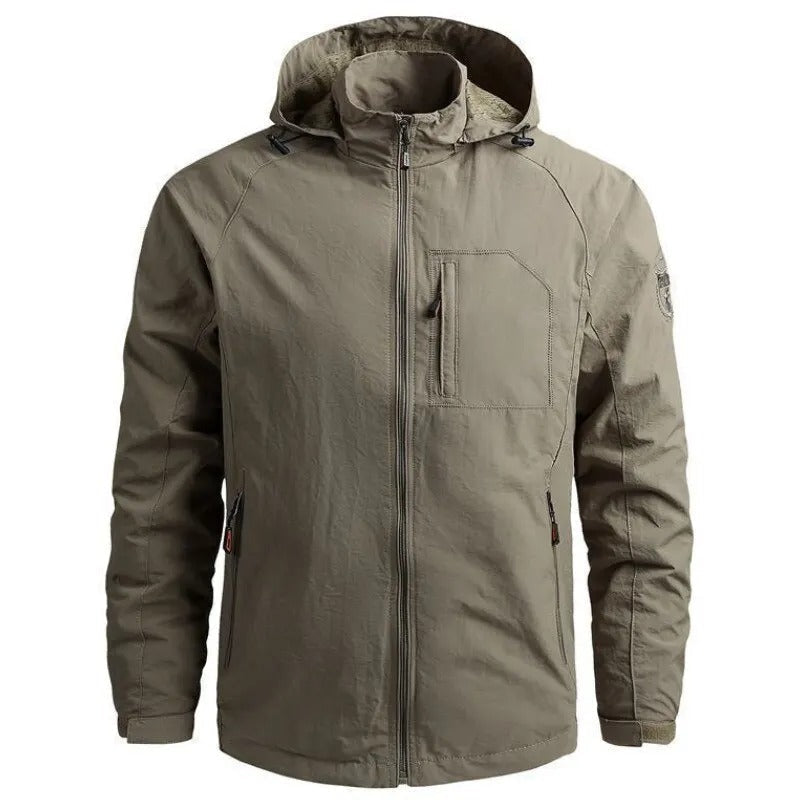 Garveil | Homme Veste Zippée Col Montant Décontractée - Khaki - Image 2