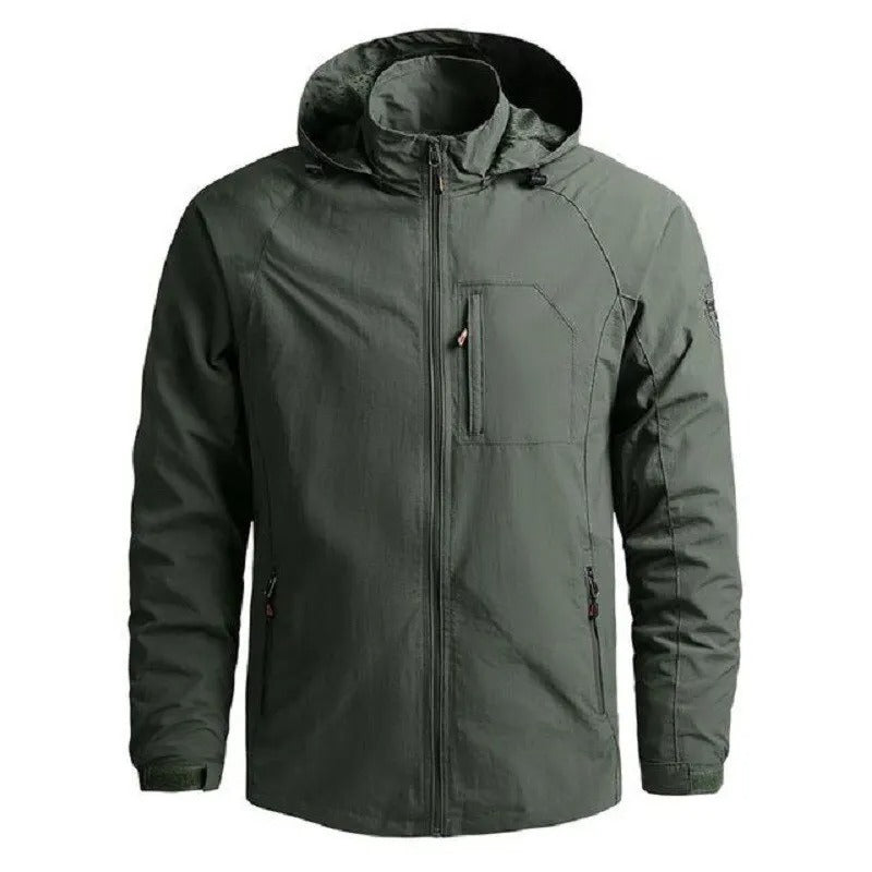 Garveil | Homme Veste Zippée Col Montant Décontractée - Khaki - Image 4