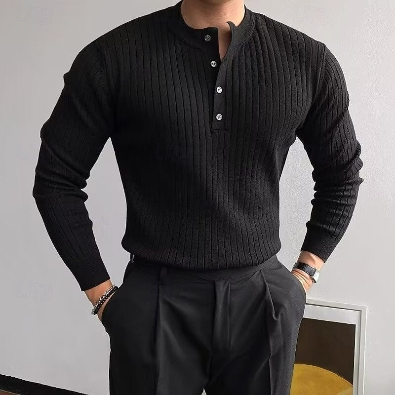 Garvel | Pull Homme Henley Côtelé Slim - Camel - Image 2