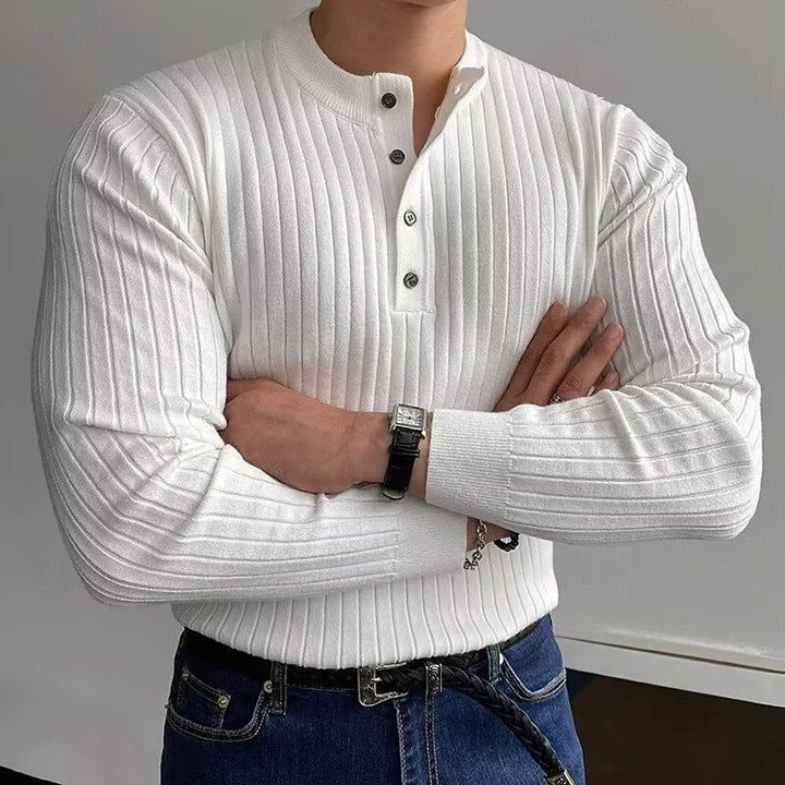Garvel | Pull Homme Henley Côtelé Slim - Camel - Image 4