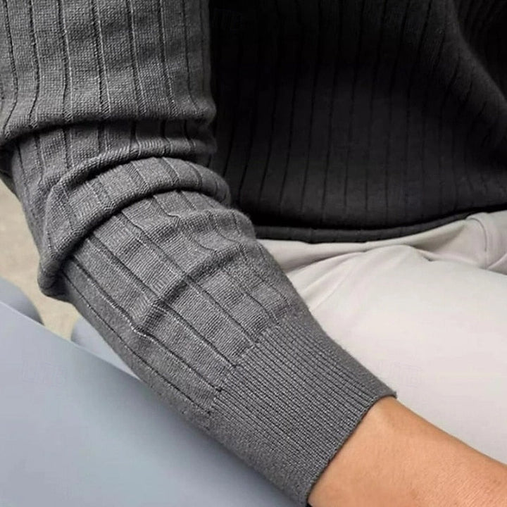 Garvel | Pull Homme Henley Côtelé Slim - Camel - Image 5