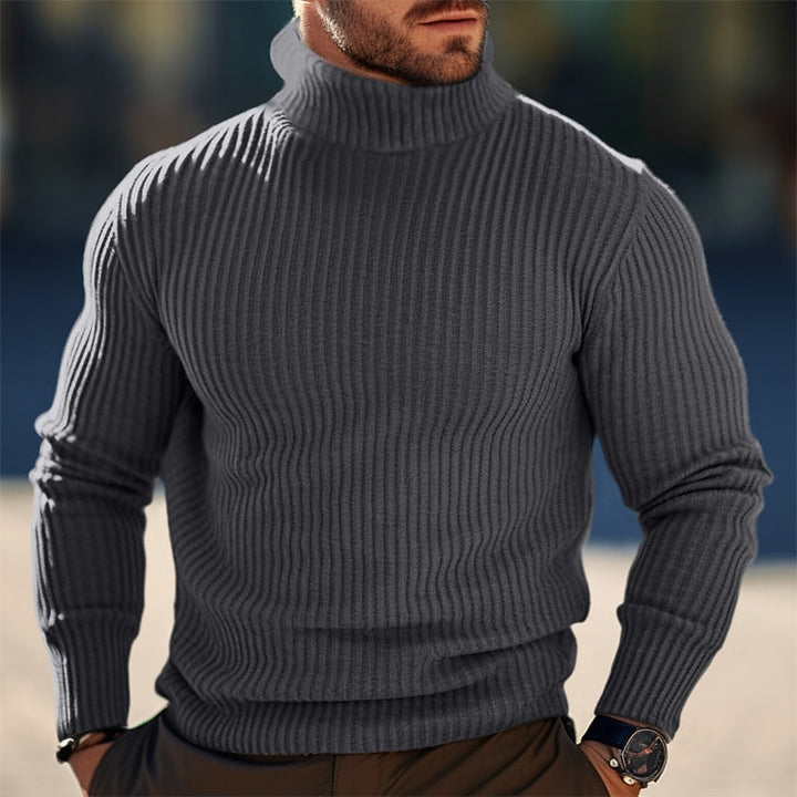 Darvhen | Homme Pull Col Roulé Côtelé