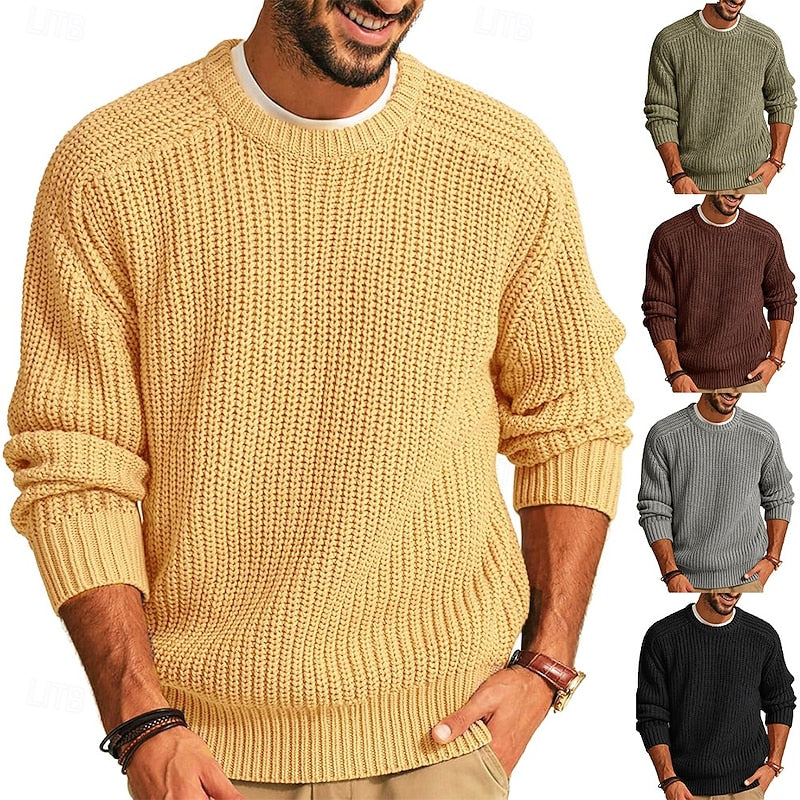 Calvorn | Homme Pull Col Rond Tricoté - Yellow - Image 1