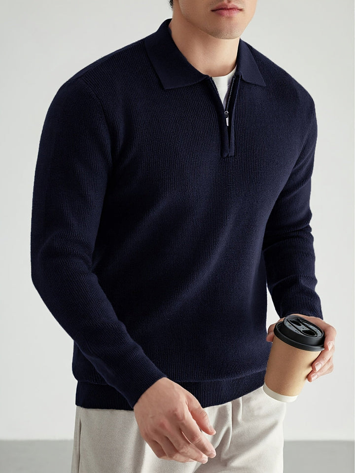 Garvéon | Homme Pull Col Polo Zippé Tricot - Black - Image 11