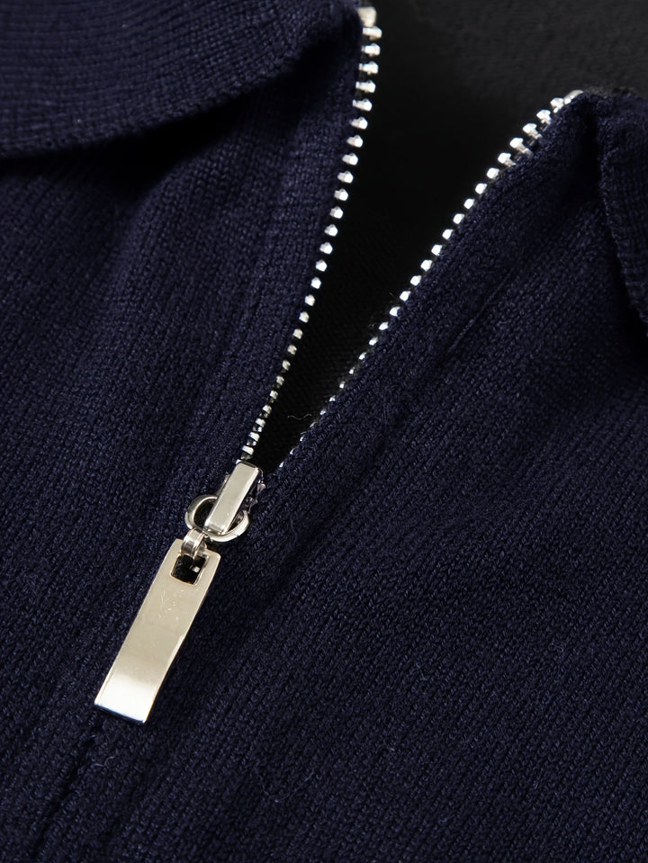 Garvéon | Homme Pull Col Polo Zippé Tricot - Black - Image 14