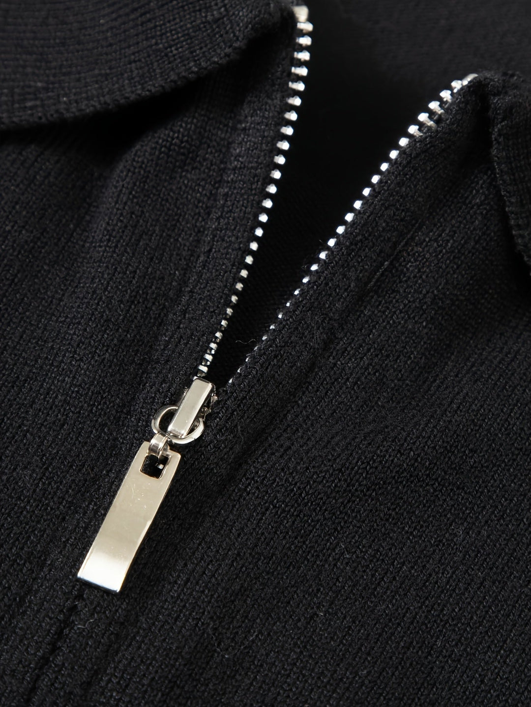 Garvéon | Homme Pull Col Polo Zippé Tricot - Black - Image 5
