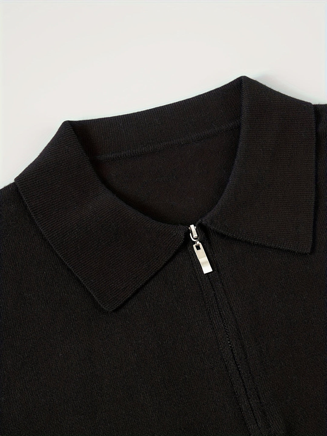 Garvéon | Homme Pull Col Polo Zippé Tricot - Black - Image 6