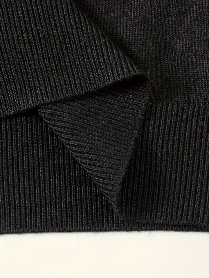 Garvéon | Homme Pull Col Polo Zippé Tricot - Black - Image 8