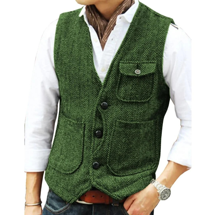 Gaspard | Homme Gilet Tweed Chevron Sans Manches - Image 8