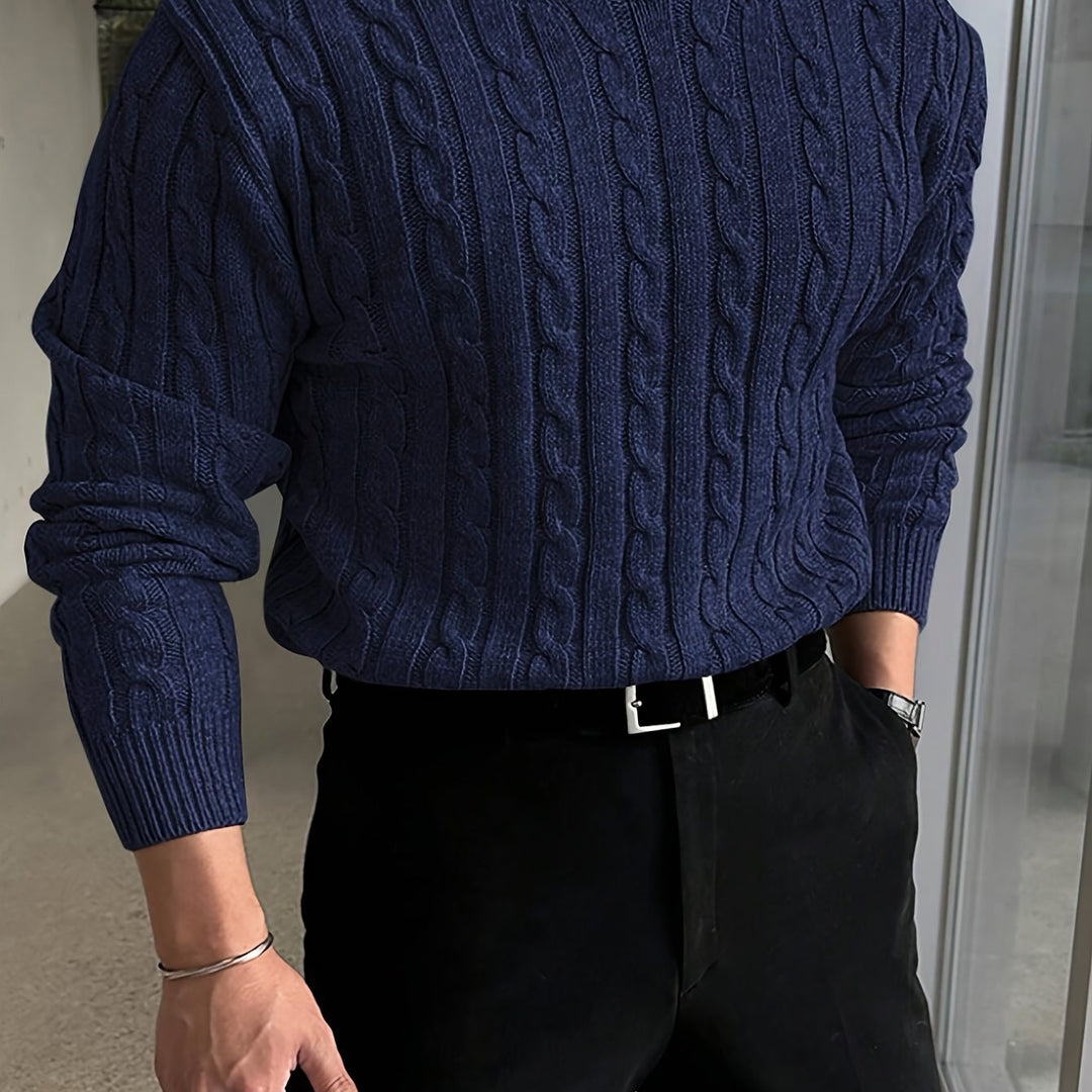 Gelvorn | Homme Pull Torsadé Col Rond - Light Grey - Image 11