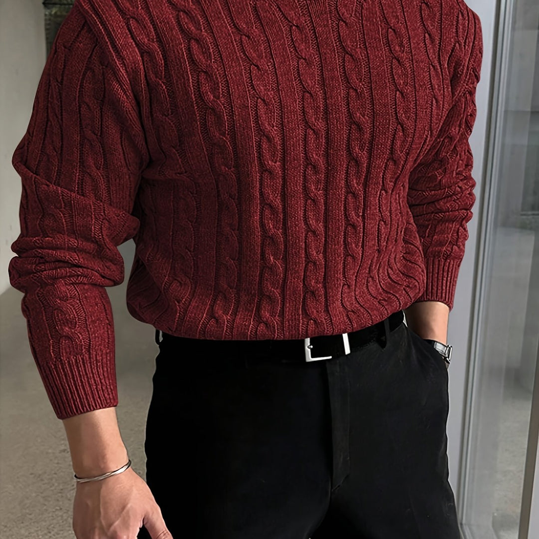 Gelvorn | Homme Pull Torsadé Col Rond - Light Grey - Image 12
