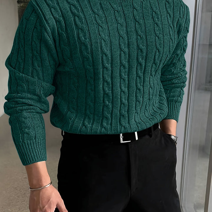 Gelvorn | Homme Pull Torsadé Col Rond - Light Grey - Image 15