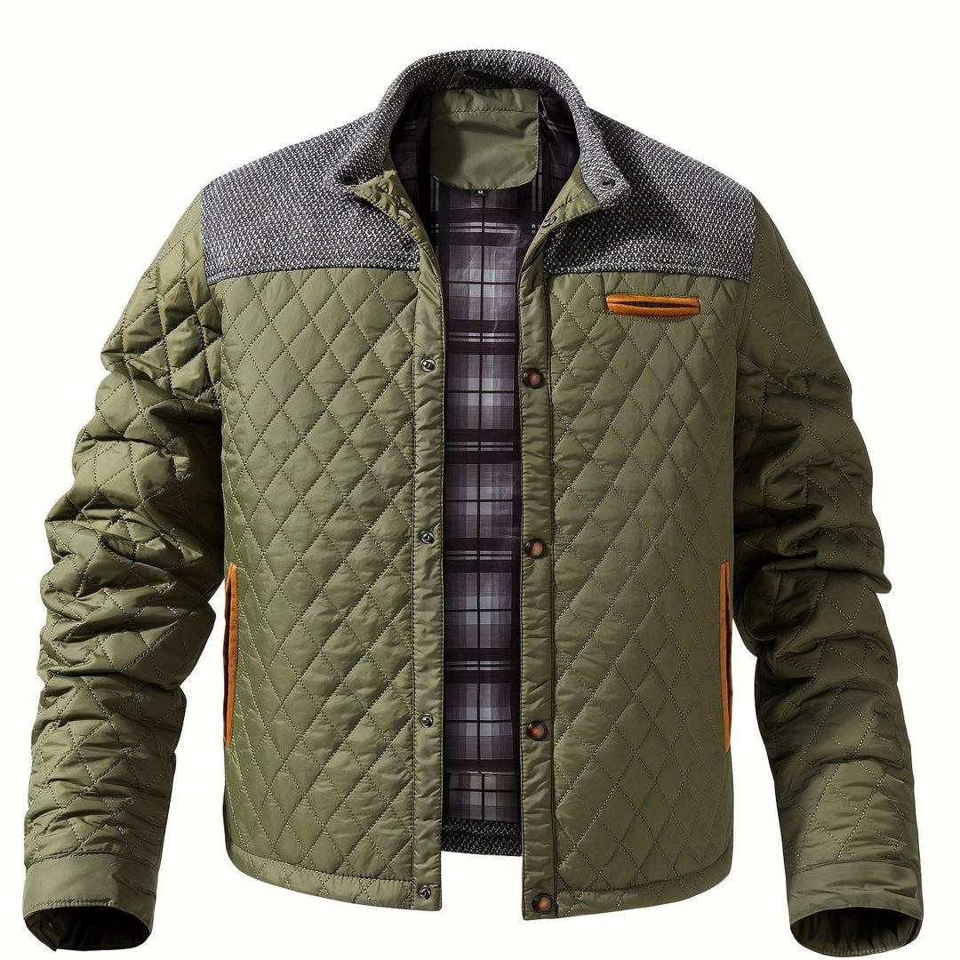Gervael | Homme Veste Matelassée Col Montant - Olive Green - Image 1