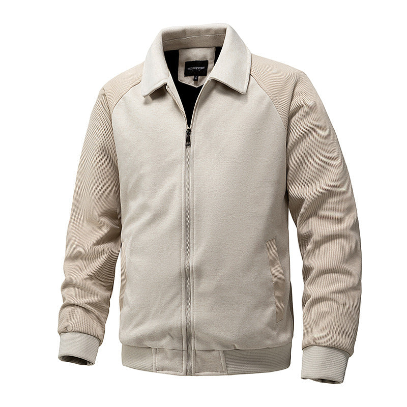 Gervold | Homme Veste Sweat Zippée Col Chemise - Beige - Image 1