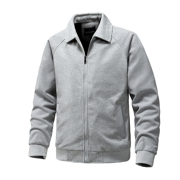 Gervold | Homme Veste Sweat Zippée Col Chemise - Beige - Image 3