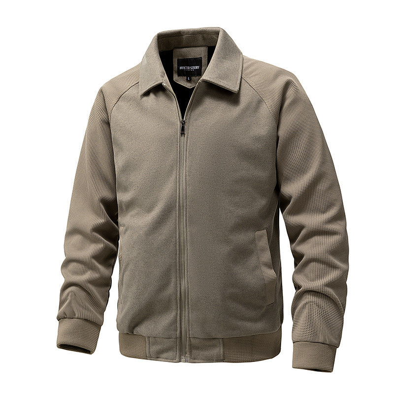 Gervold | Homme Veste Sweat Zippée Col Chemise - Beige - Image 4