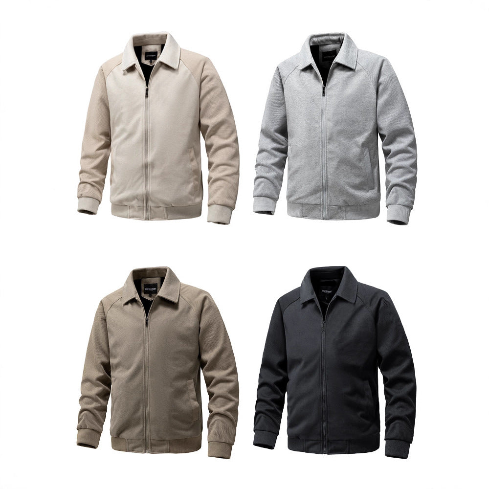 Gervold | Homme Veste Sweat Zippée Col Chemise - Beige - Image 5