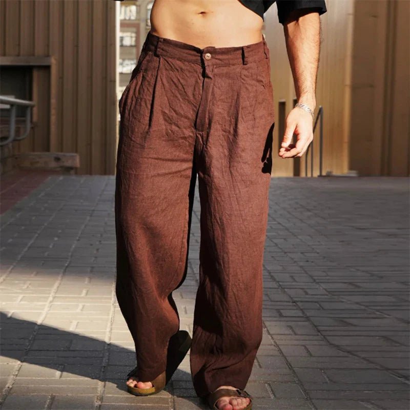 Gilvord | Homme Pantalon Chino Fluide Coupe Large - Brown - Image 1