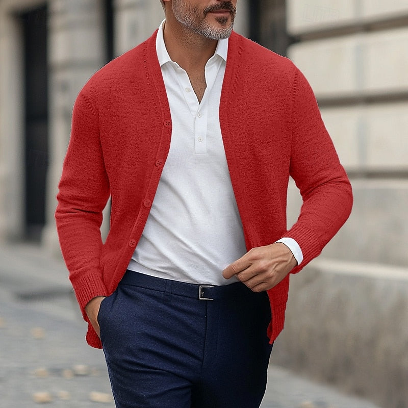 Gilvorne | Homme Gilet Cardigan Col V Tricoté - Grey - Image 3