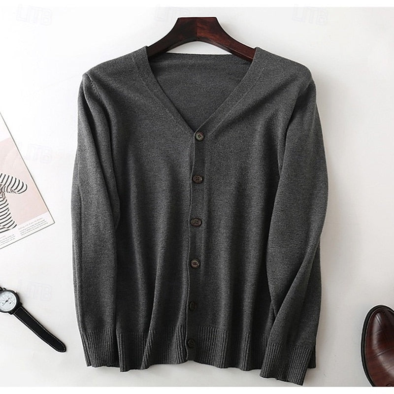 Gilvorne | Homme Gilet Cardigan Col V Tricoté - Grey - Image 7