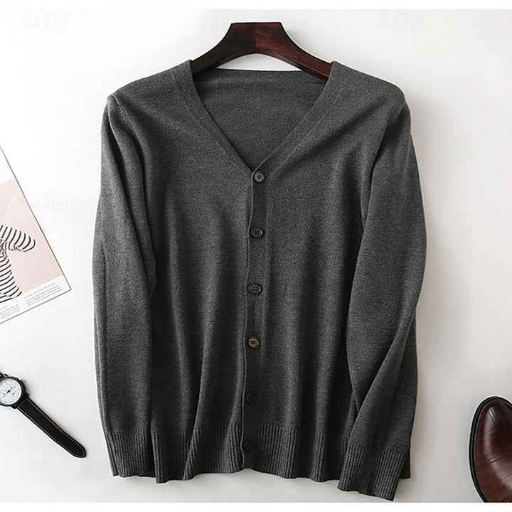 Gilvorne | Homme Gilet Cardigan Col V Tricoté - Grey - Image 7