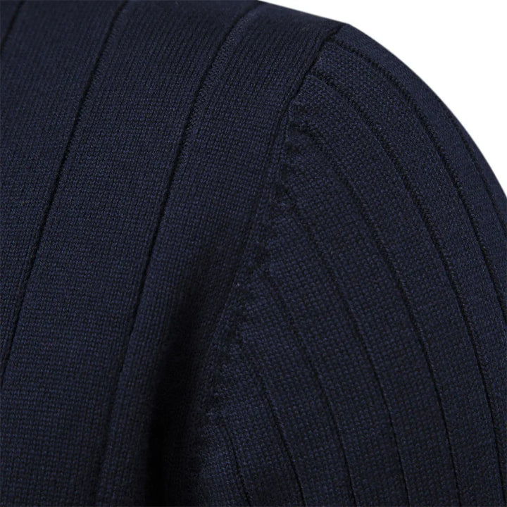 Golvhec | Homme Pull Col Zippé Tricoté Hiver - Navy - Image 2